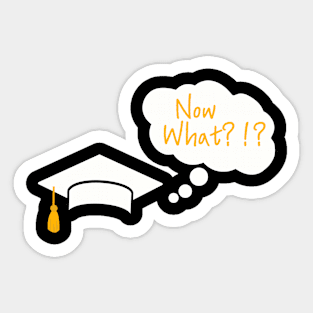 Graduation Humor T-Shirt "Now What!?!" - Comical Graduate Top, Celebration Shirt for Graduation Party, Fun Gift for Graduating Students Sticker